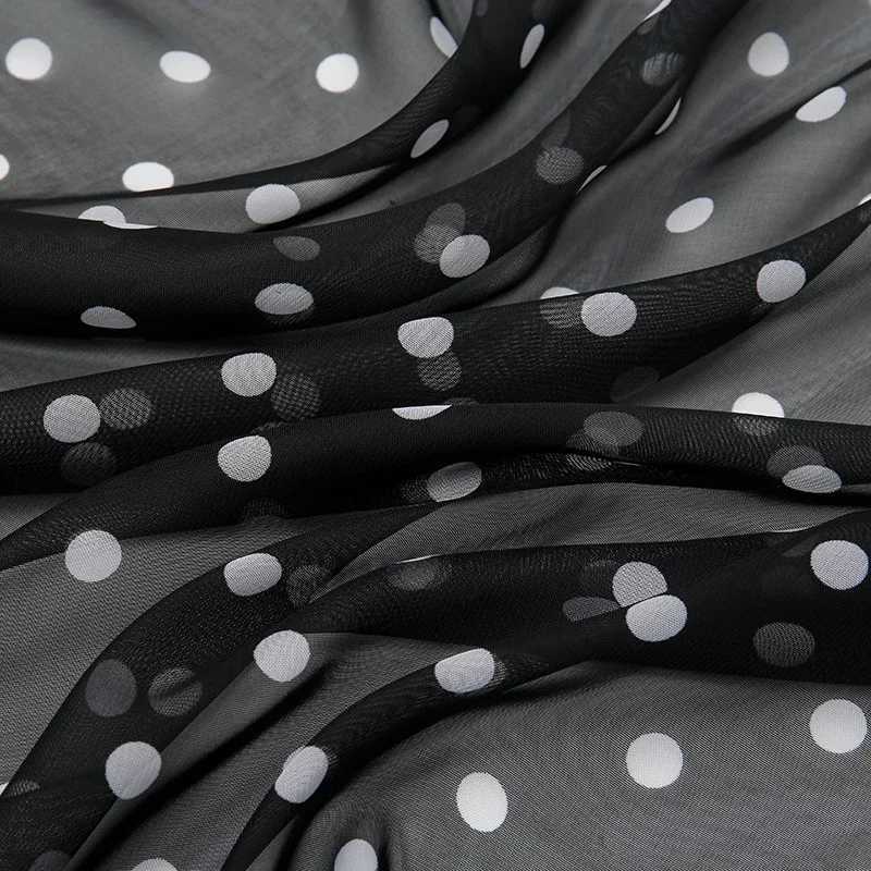 Vintage polka dot montage chiffon square scarf text soft hair collar headscarf for women with hair clip pocket ribbon X250324