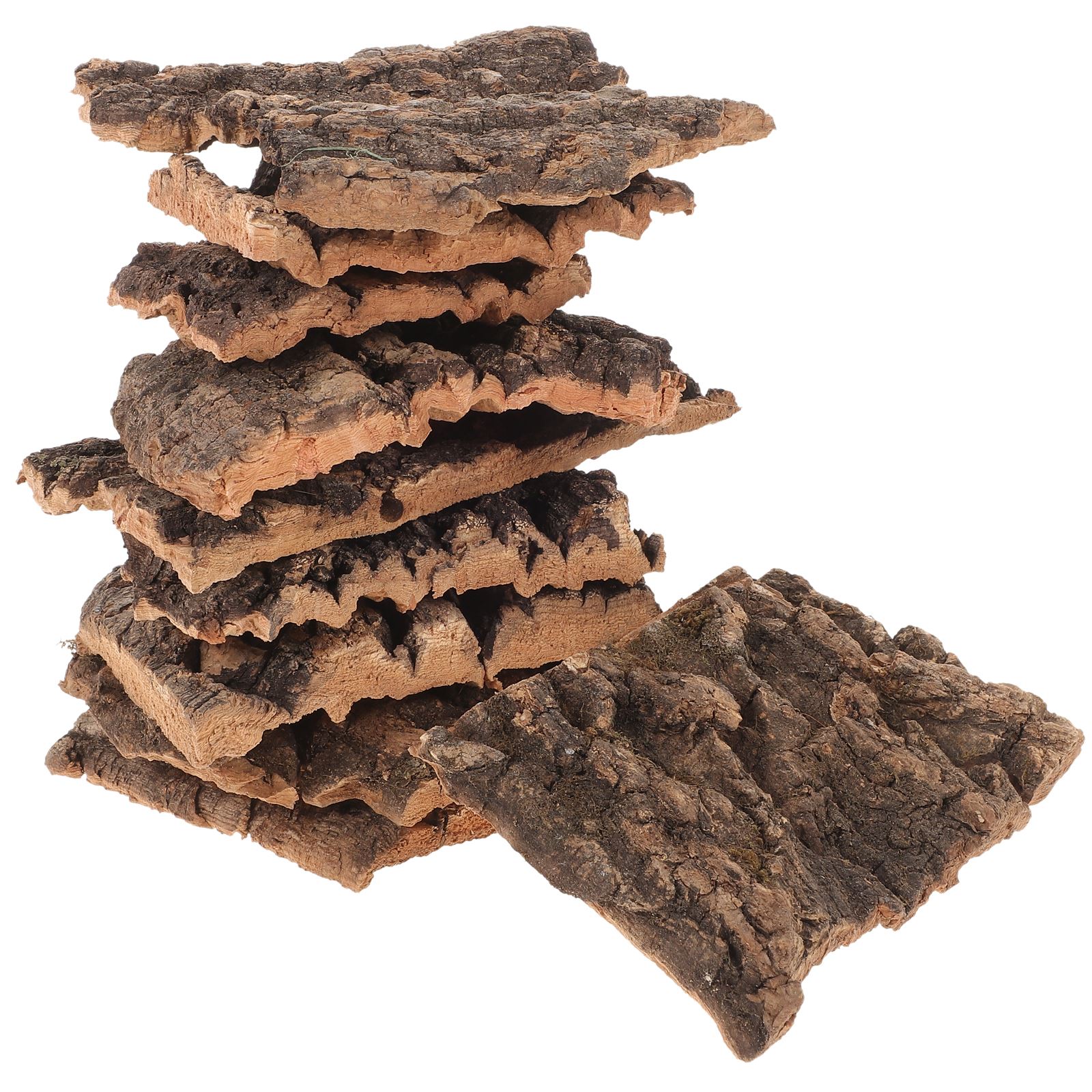 10pcs 5-9cm Natural Cork Bark Flat Reptile Terrarium Background Decor Artificial Bark Reptile Basking Platform Bark Decoration