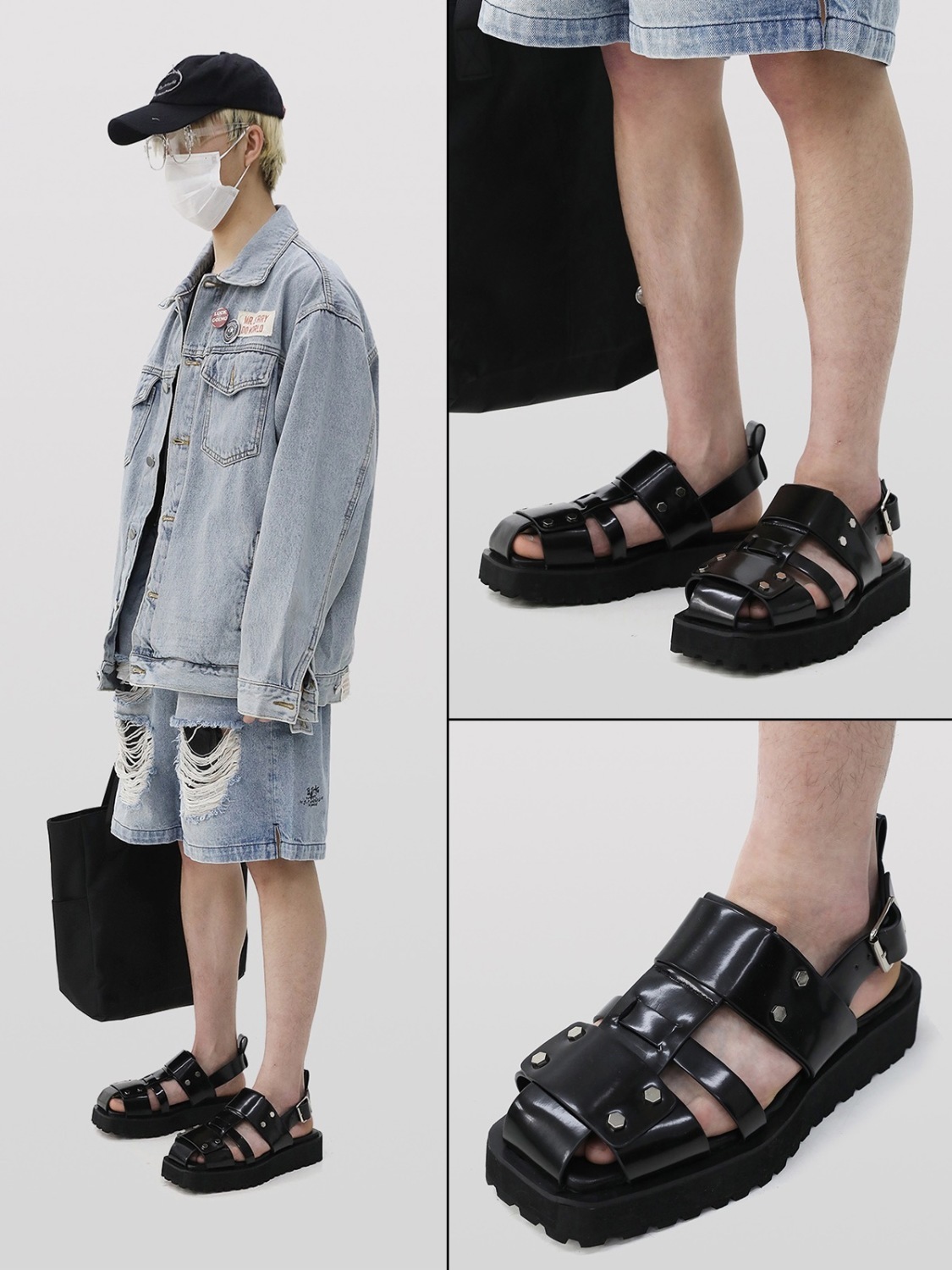 Rivet Metal Punk Platform Summer High Quality Buckle Leather Sandals for Men urious Design Comfortable Shoes Comtable