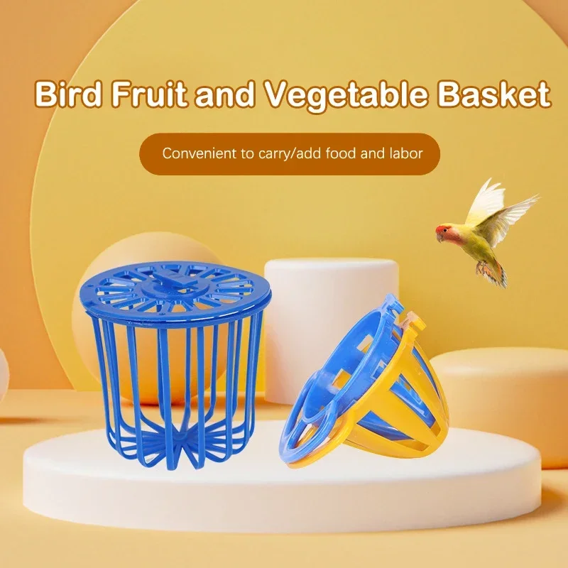 Bird Parrot Feeder Cage Fruit Vegetable Holder Cage Access Hanging Basket Container Pet Parrot Feeder Accessories Cage Supplies