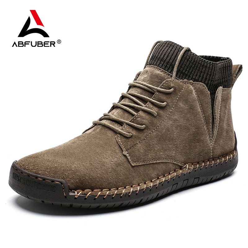 Suede Faux Leather Fashion Warm Snow boots Breathable Winter Men Ankle Boots Fur Man Shoes 878b