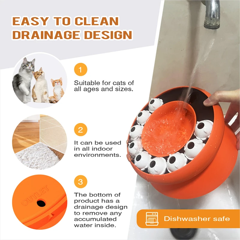 Cat Bowl Puzzle Toy Slow Feeder Slanted Design Healthy Eating Pet Food Dish Protect Neck Multifunction Interactive Feeding Bowl