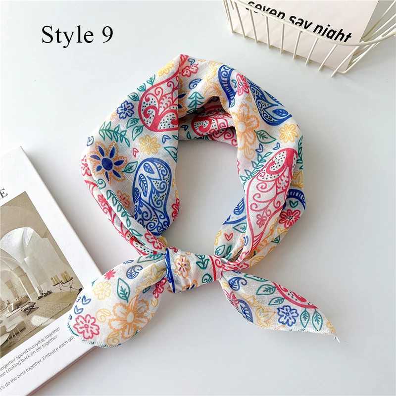 58cm Cotton Linen Girl Square Scarf Wen Fashion Banda Hair Accessories Turban Hairband band X250319