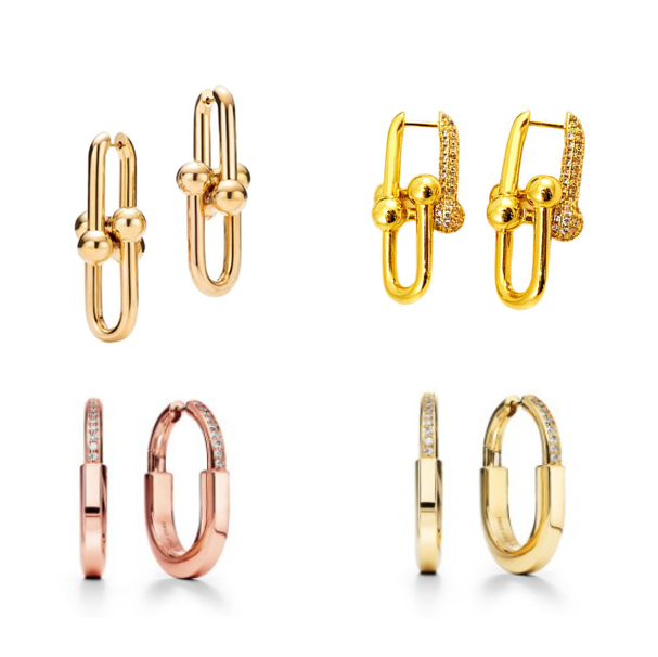 Classic K gold earrings U-shaped designer jewelry hollow lock earrings designer various styles accessories luxury jewelry sisters birthday gift