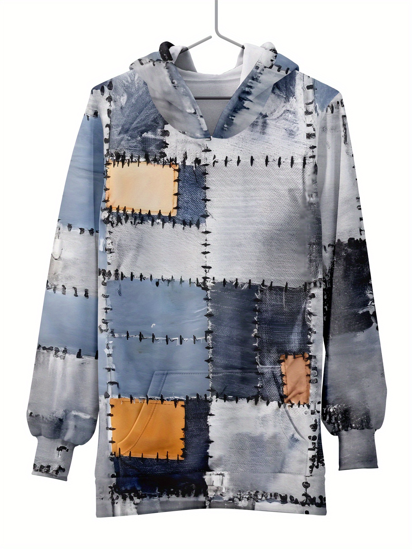 Stylish Men's Graphic Print Hoodie - Fashion Sweatshirts with Kangaroo Pocket, Active Long Sleeve, Hooded, Soft Brushed Fleece, Outdoor Wear, Cas