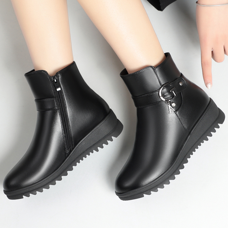 Snow AIYUQI 2024 Winter New Warm Wedges Women's Ankle Large Size Non-slip Mother Shoes Boots 750b