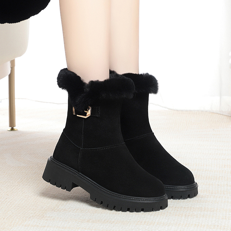 AIYUQI Women Snow Boots 2024 New Genuine Leather Large Size Winter Boots Women British Style Wool Warm Marton Boots Women
