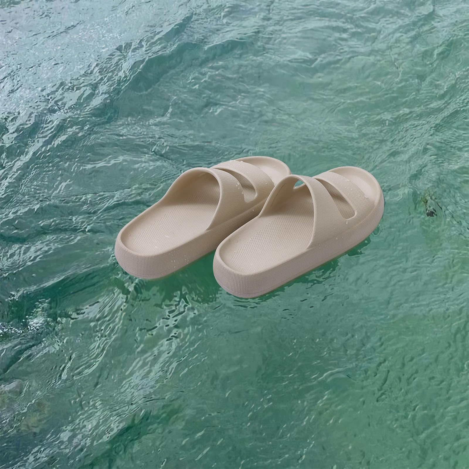 Fashion Platform Comwarm Beach Slippers For Women Pillow New Soft Thick Sole Sandals With Arch Support Non-slip Home Bathrooom Shoes 69ab