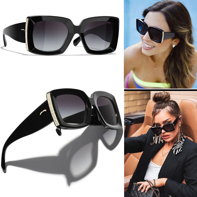 Womens Fashion Large Rectangular Frame Sunglasses Outdoor Color Change Sunshade Mirrors Designer Luxury Diamond Decorative Mirrors with Box