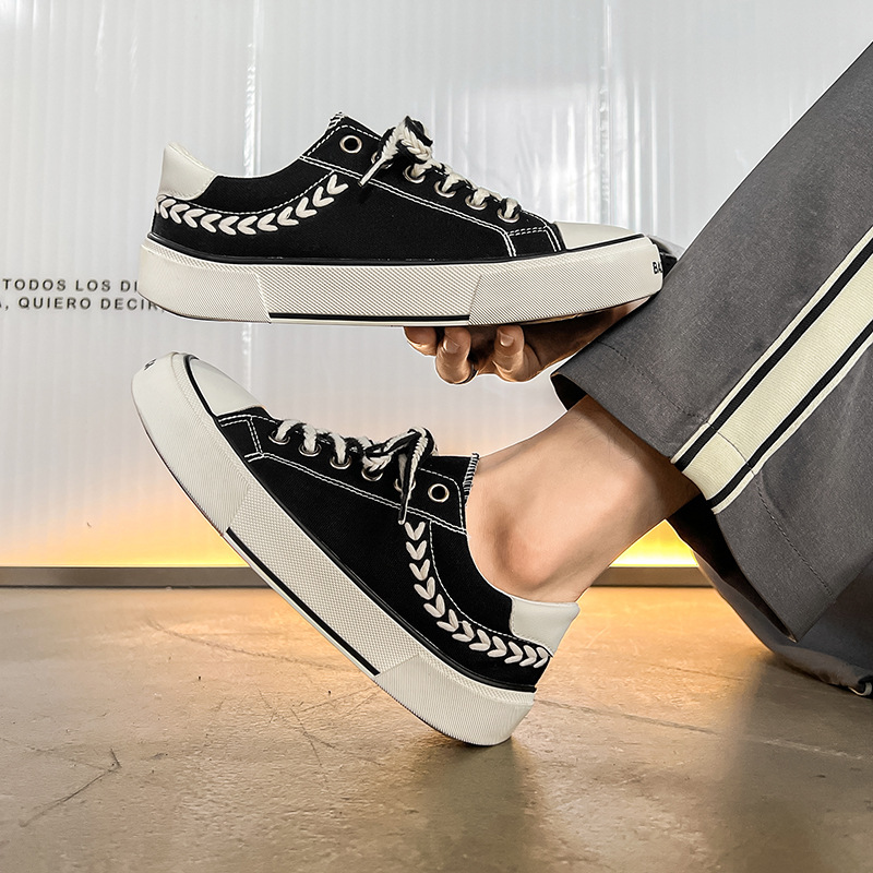 Original Men Sport Shoe 2023 Autumn Classic Canvas Shoe Lace Up Allmatch Board Shoe Men Tennis Shoe Trend Student Men Shoe Tenis
