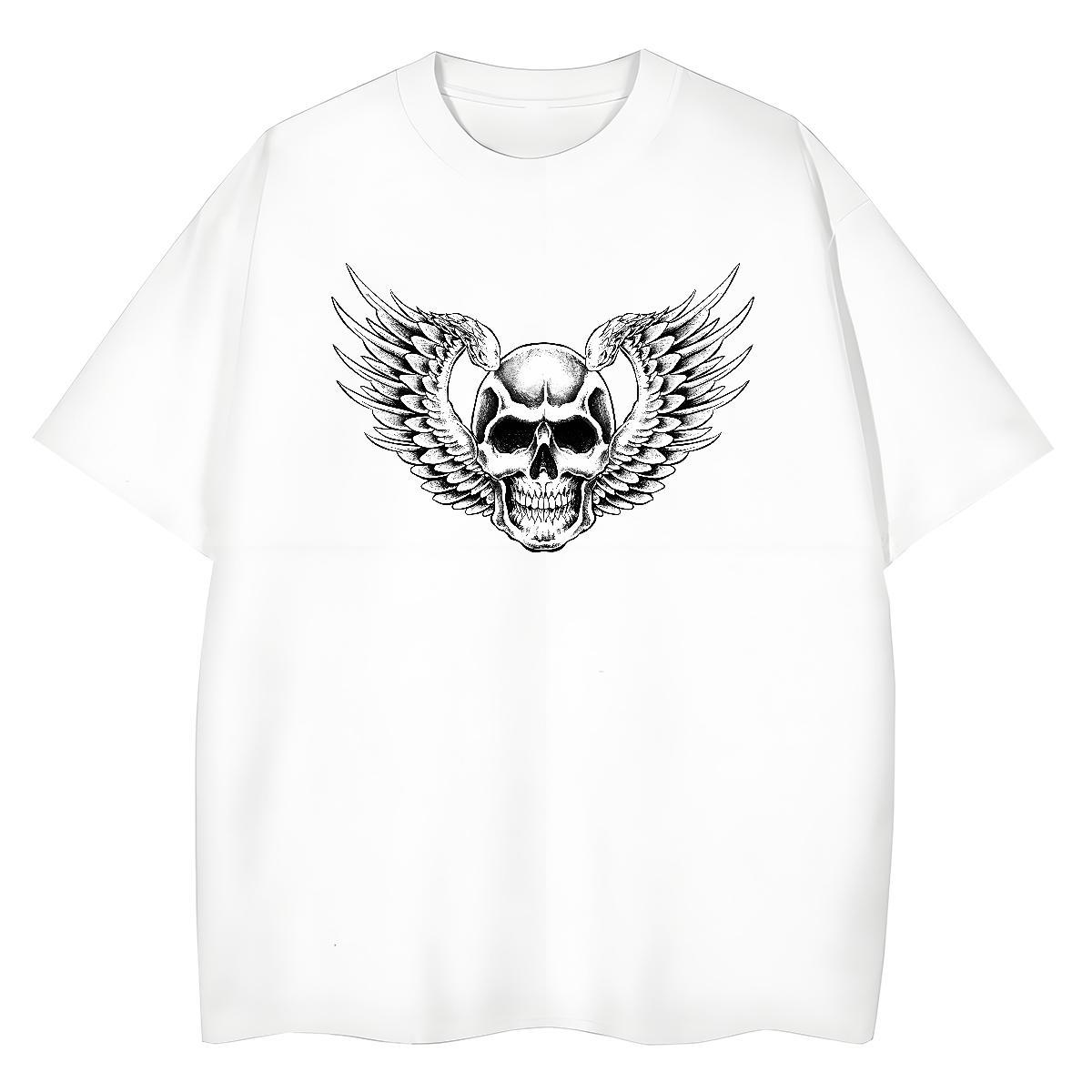 Classic T-Shirts for Women 230g 100% Cotton Breathable Soft High Street Hip Hop skull Couples T Shirts Female Custom Cartoon Tops