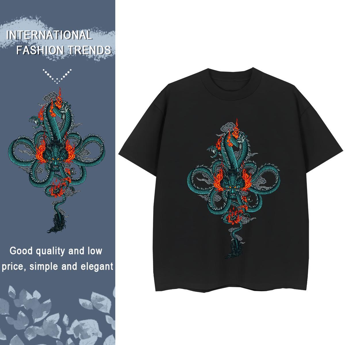 DIY T-Shirts 230g Pure Cotton Breathable Short Sleeve Casual Sport dragon Unisex Tshirts High quality DIY Printed Tees Shirts