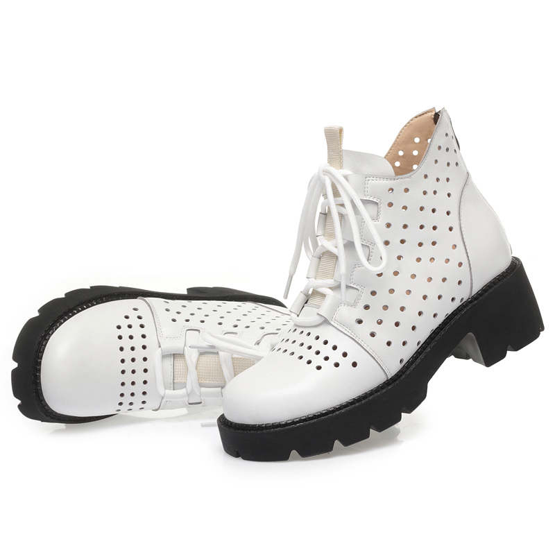 Summer AIYUQI 2024 Spring Genuine Leather Ladies Ankle British Style Mesh Cool Boots Women 415a