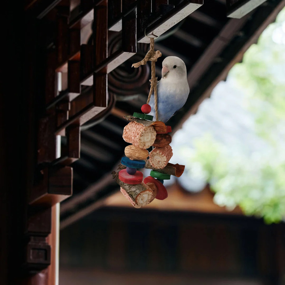 Parrot Nature Chewing Toys, Birds Hanging Wood Corncob Perch Stand Bird Cage Accessories For Parakeet Cockatiel Conure