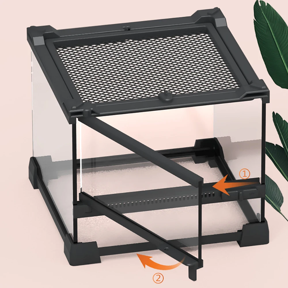 Amphibious Climbing Pet Breeding Box Ecological Landscape Tempered Glass Single Door Rainforest Tank Lizard Turtle Breeding Box