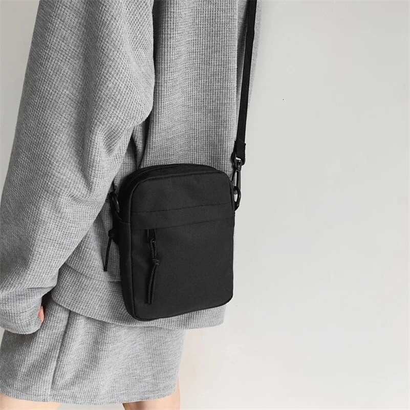 Messenger Sling Bags For Men Casual Canvas Small Zipper Crossbody Pouch Simple Shoulder Bag y240902
