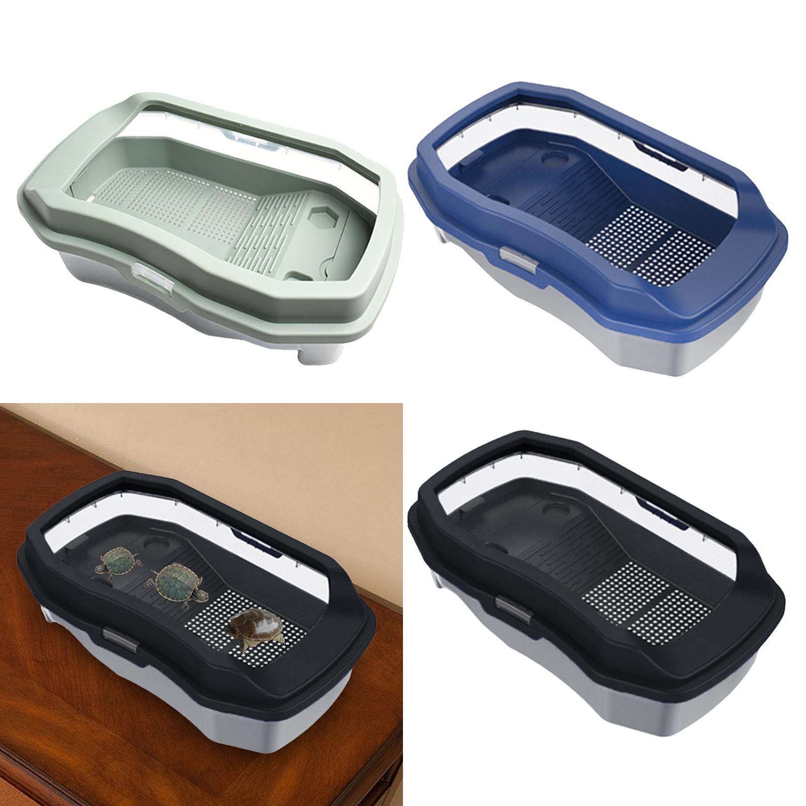 Turtle Aquarium Box with Platform Easy to Clean Tortoise Terrarium Reptile Tank for Tortoise Frog Terrapin Crayfish Crabs