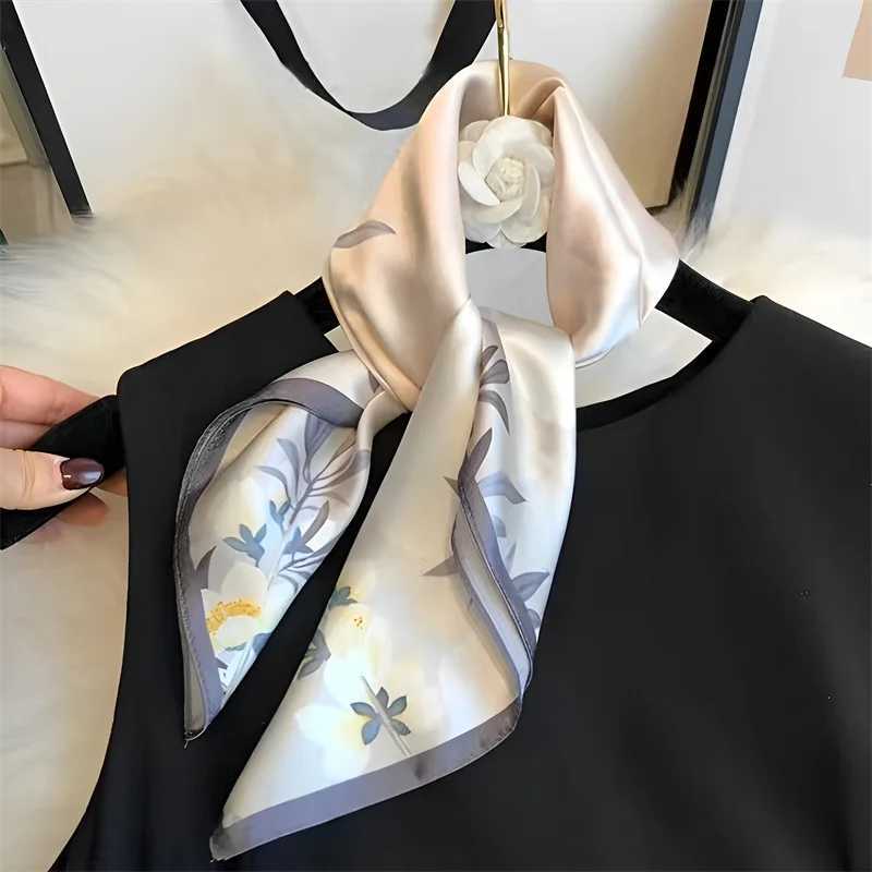 2024 Fashion 100% Silk Scarf 70cm Square Ribbon Wens Ribbon Small Scarf Neck Decorative Packaging Printed Scarf X250319