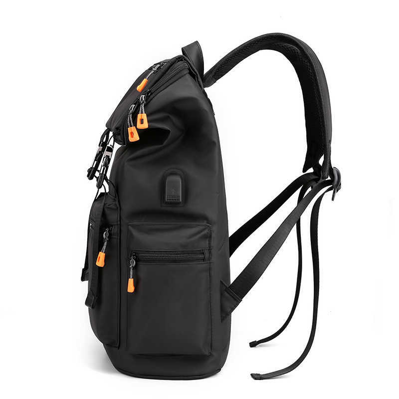 Fashionable flip top backpack, waterproof and cool student backpack kit, camera bag, USB Oxford cloth backpack 241223