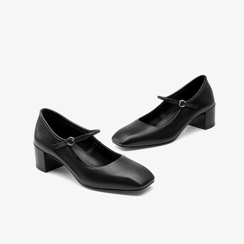 Solid BEAUTODAY Color Mary Janes Women New Sheepskin Square Toe Spring 2024 Fashion Ladies Dress Shoes Handmade 15245 9cd6