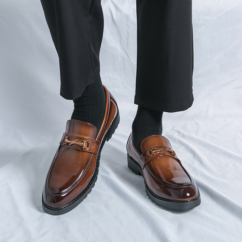 Loafers Men's Thick-soled Heightening British Style High-Level Business Casual Leather Shoes Slip-On Lazy Tassels