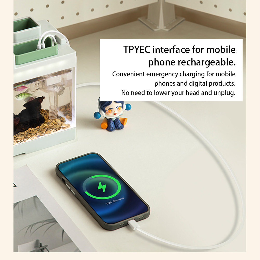 Acrylic Fish Tank With Lid Tabletop Transparent Fish Tank With Storage Compartment Integrated Aquarium With Light 3 Type-C