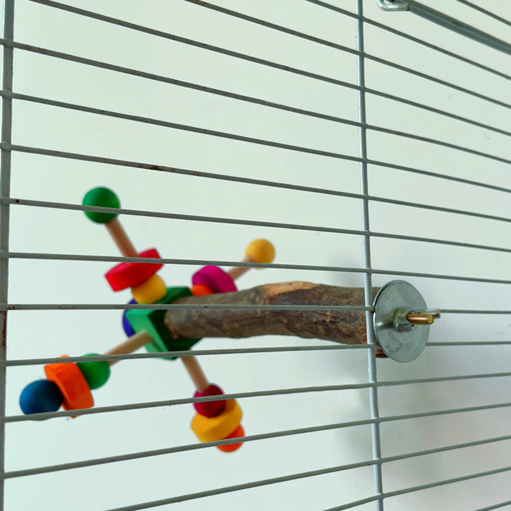 Wood Bird Perch Toy With Rotating Balls for Bird Cages Bird Foraging Toy Gyms Exercise Stand for Parrots Budgies Parakeets