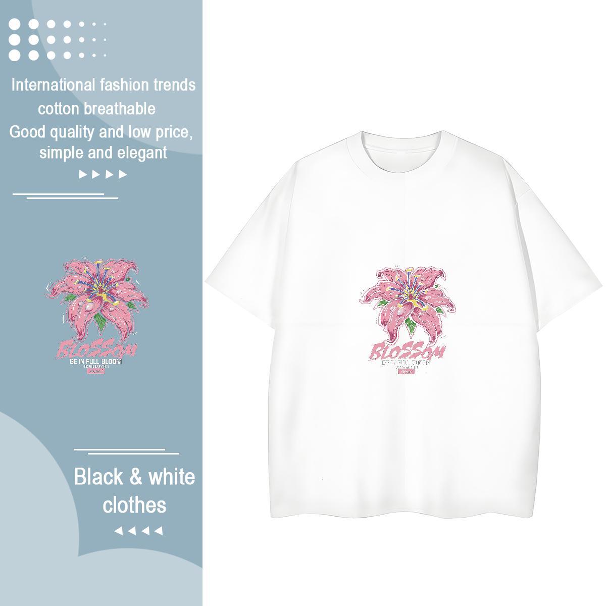 Loose Fit T Shirts Men 230g 100% Cotton letter Hip Hop White Plus Size O-Neck Short Sleeve Men Clothes T-Shirt Classic Tee Shirt