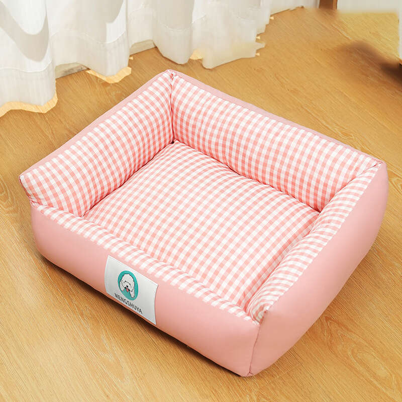 "Chic Plaid" Cozy All-Season Pet Bed For Small Dogs & Cats - Plaidcartoon Design, Soft Polyester Fiber, Artistic Decor 314