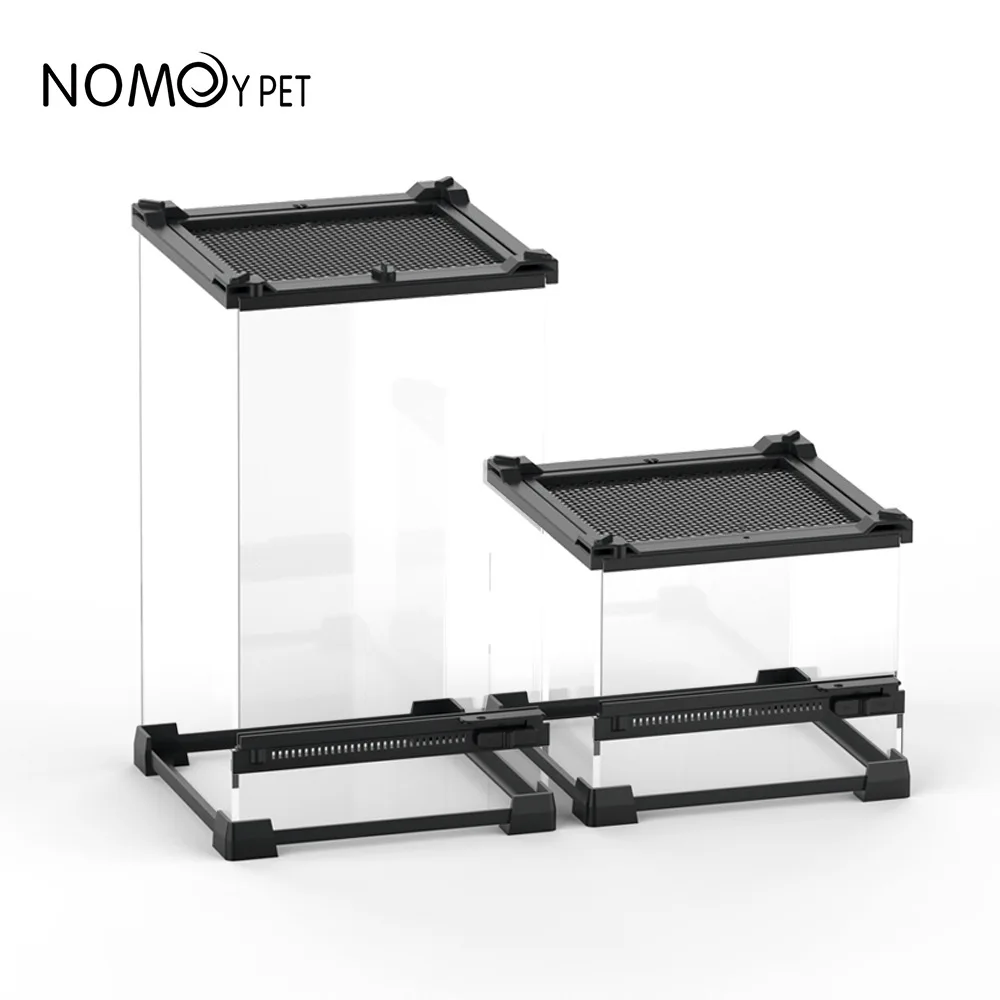 Amphibious Climbing Pet Breeding Box Ecological Landscape Tempered Glass Single Door Rainforest Tank Lizard Turtle Breeding Box