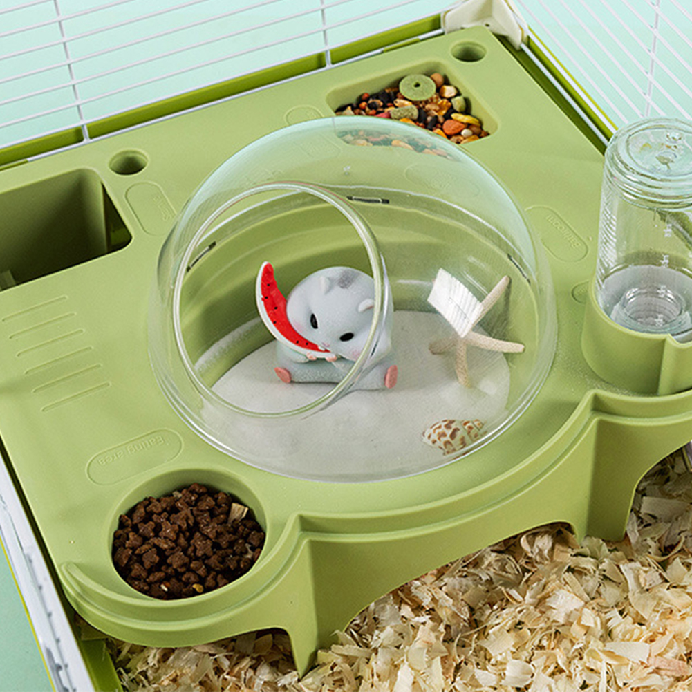 Hamster House Small Hamster Cage With Water Bottle Transparent Capsule Bathroom 2 Eating Area Detachable Hamster Habitat