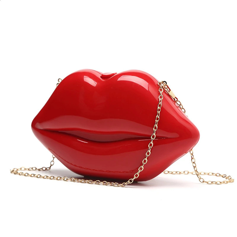 Womens Shoulder Bags Clutch Evening Bag Female Ladys Handbag Sexy Red Lips Acrylic Small er Crossbody Bag 240903