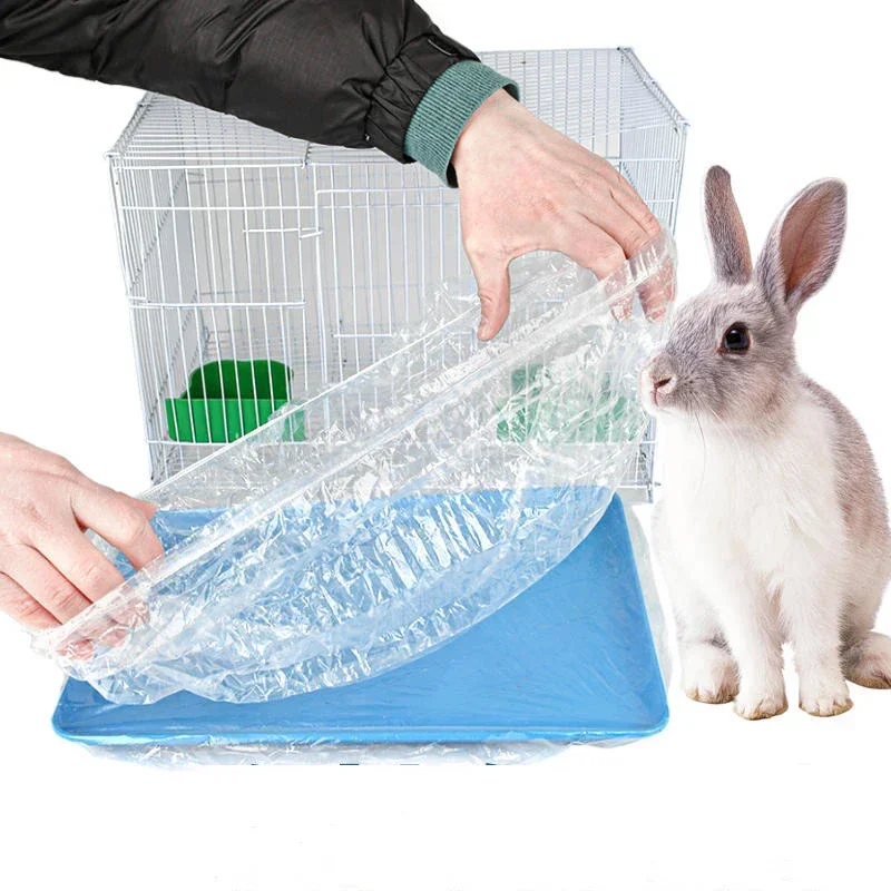 Disposable Rabbit Cage Liner Pet Tray Plastic Mat Film Cover Replaceable Universal Toilet Film Small Animal Hamster Pet Poop Bag