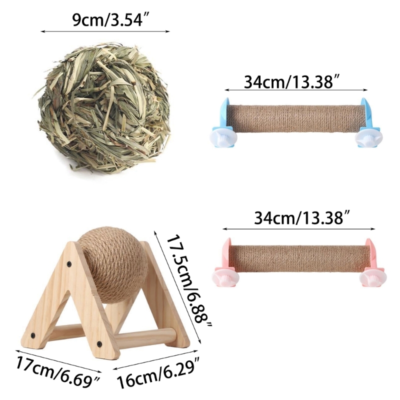 Small Pet Chewing Toy Rabbit Scratching Toy SisalHemp Ball Small Animal Grinding Scratcher Toy Hamster Cage Furniture