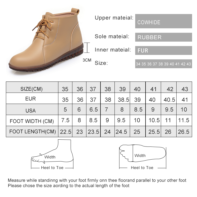 AIYUQI Women Short Boots Winter 2024 New Cowhide Women Ankle Boots Warm Flat Large Size Fur Women booties