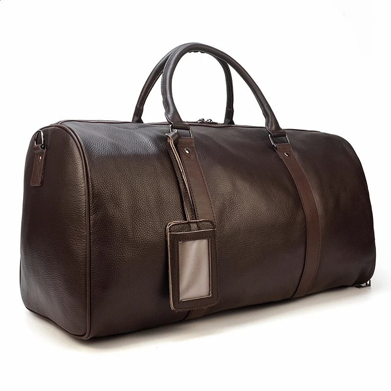 Natural denim travel waterproof leather overnight airplane lage handbag mens weekend business bag 55cm dh4623024