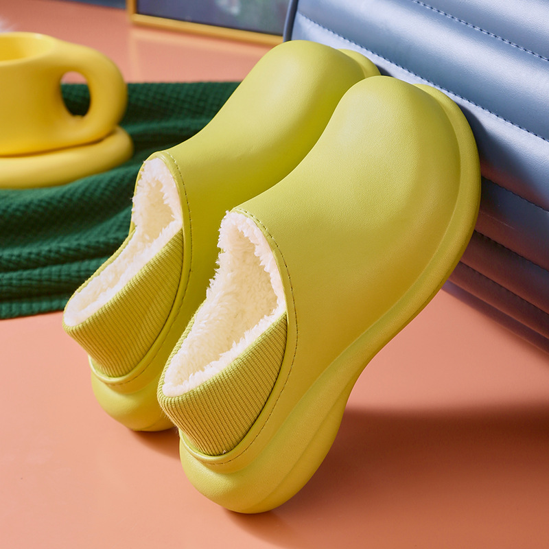 Women Comwarm New Winter Soft Fluffy Waterproof Cotton Shoes For Home Thick Sole Slippers Cozy Warm Flats Non-Slip Shoe