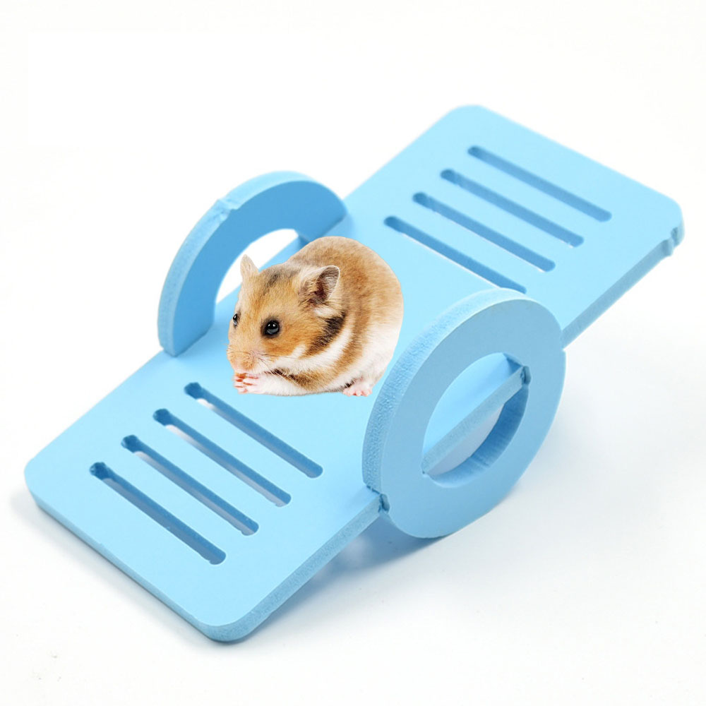 3Pcs Hamster Play Toy Blue Seesaw Ladder Parrot Small Swing Hanging Chain Easy Assembly Hamster Toy Set Hamster Cage Accessories