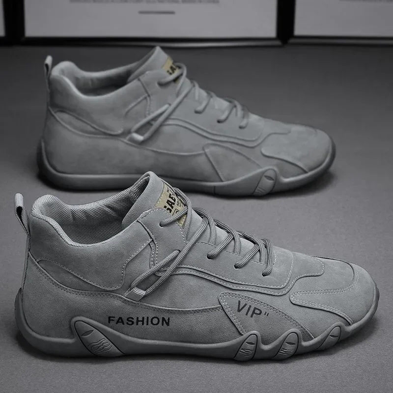 2025 new Lightweight Men's Casual Shoes Ankle Boots Designer Winter Plush Trend Men Loafers Lace Up Non-slip Male Sneakers zhanyishengli