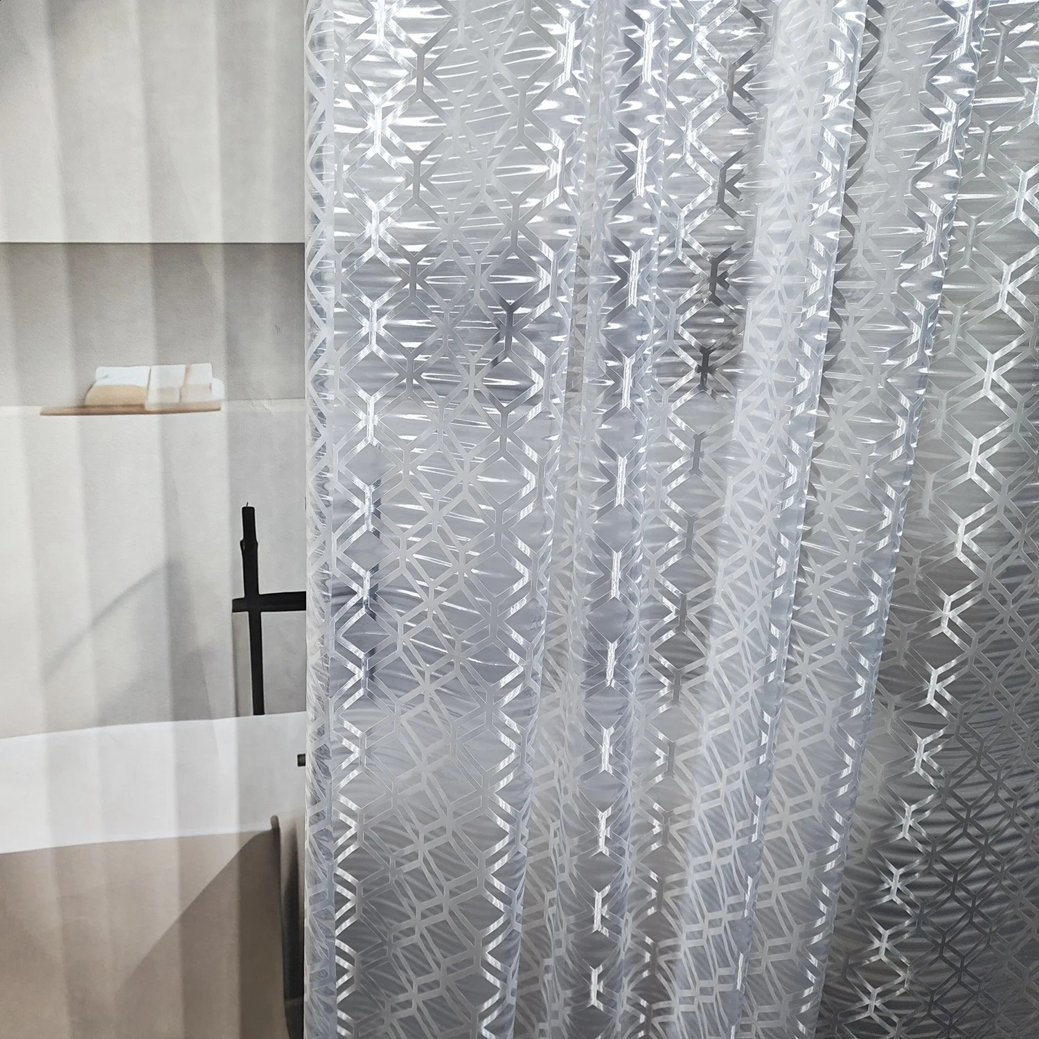 2024 Bathroom Cover 180X200 Waterproof Mildew Waterproof Bathroom Shower Cover Diamond 3D Color Window Cover Bathroom Cover 240903