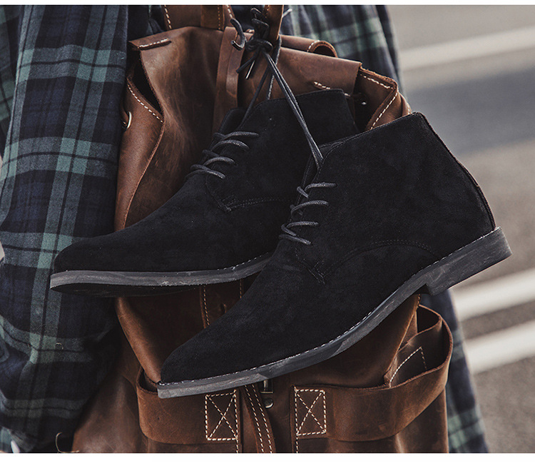 Spring Autumn Classic Male Fashion Shoes Men Lace-up Casual Botas Black Brand Men's Boots 658 884b