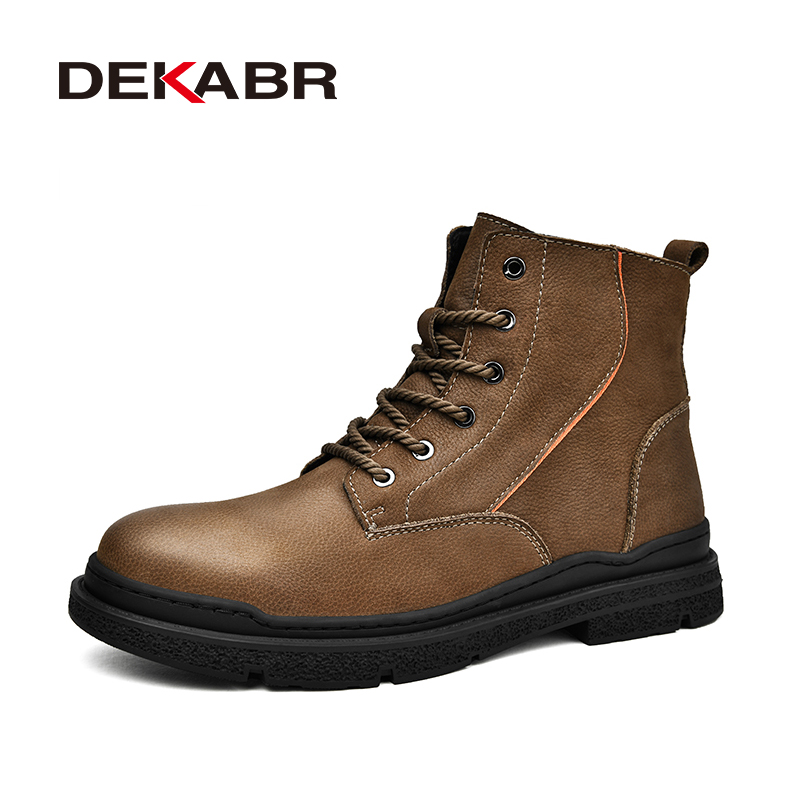 DEKABR New Winter Comfortable Genuine Leather Men's Shoes Fashion New Brand Warm Fur Design Concise Style Casual Mens Boots 90d9