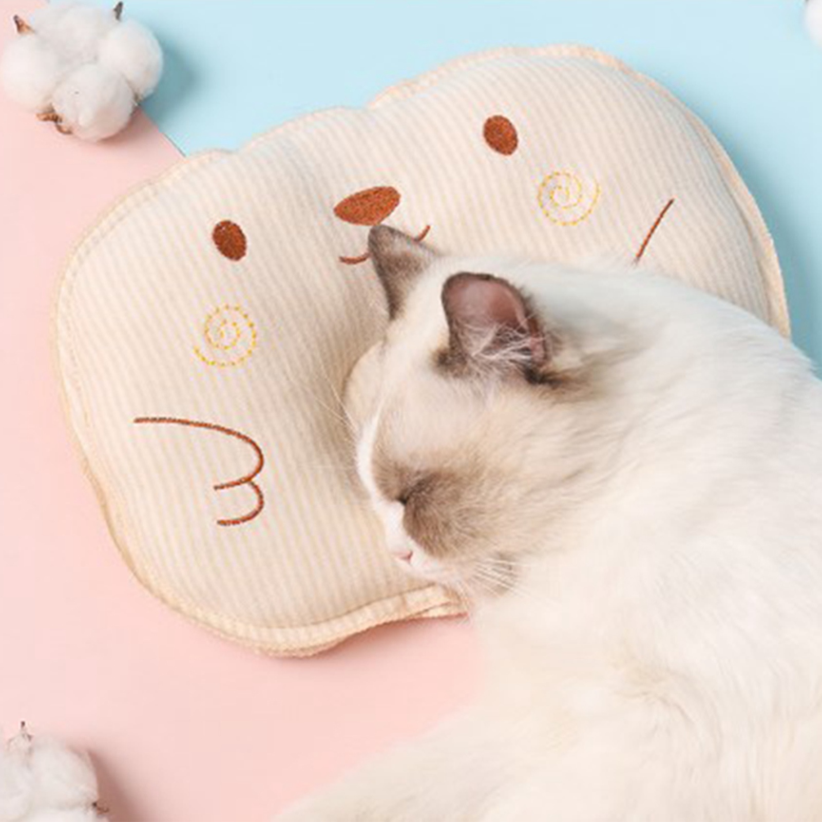 Pet Sleeping Pillow Soft Comfortable Breathable Cute Pattern Pet Bed Pillow For Small Dogs Cats