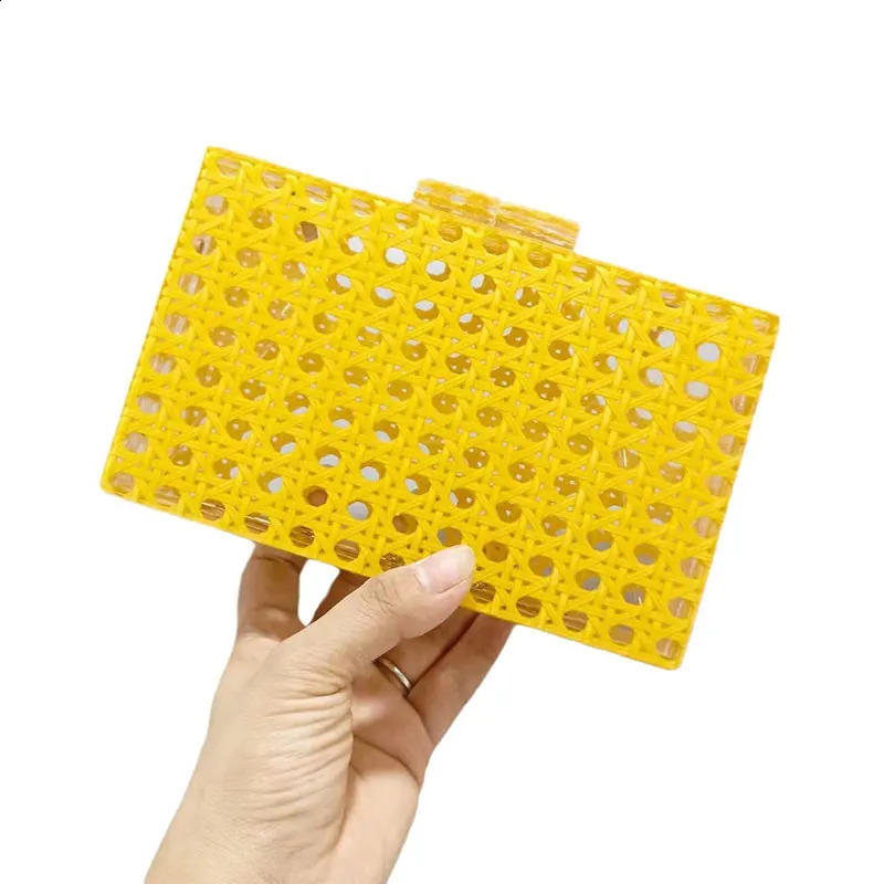 Evening Bag Shoulder Fashion Acrylic Vintage Rattan Chain Clutch Womens Handbag er Prom Party Bags in Handbag 240903