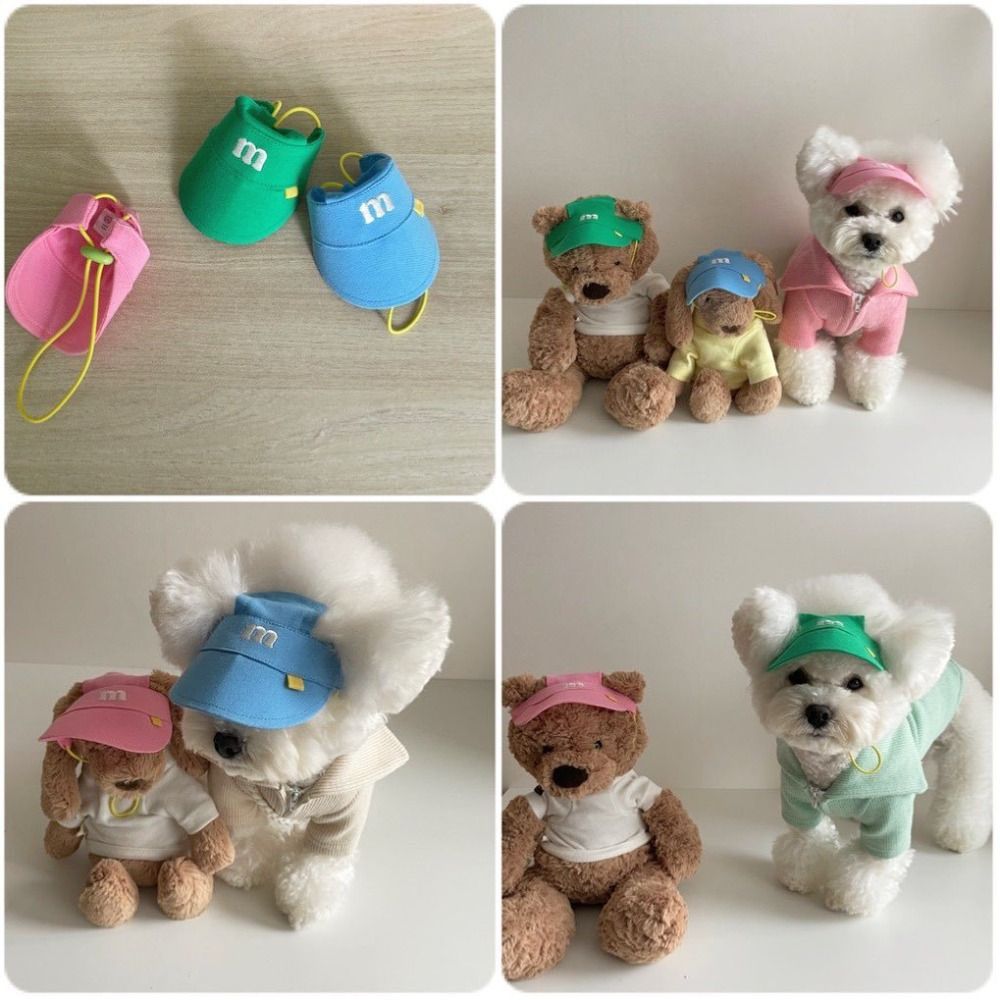 Fashion Cute Dog Hat Outdoor Multicolour Puppy Baseball Hat Adjustable Portable Dog Sunscreen Cap Dog