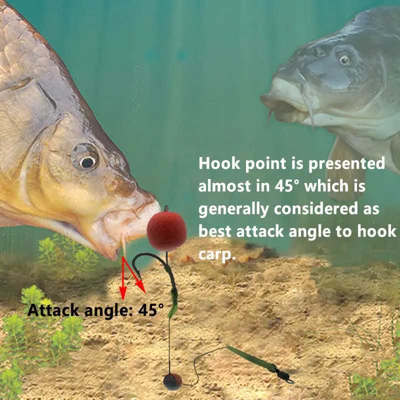 6 pieces of Carp fishing gear ready-made Carp hook size 2#4#6#8 fishing gear equipment accessories PescaW240903