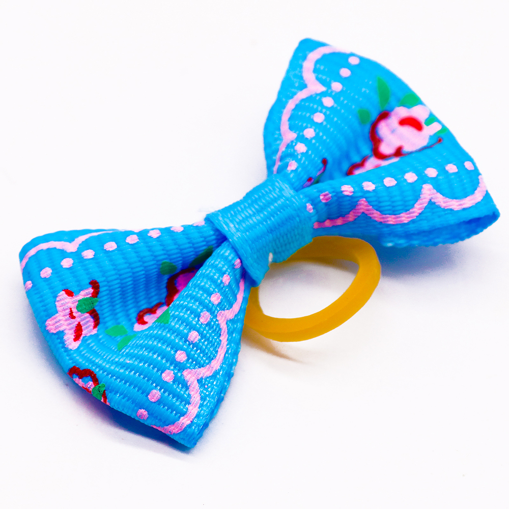 10/20/30PCS Blue Dog Hair Bows Cat Dog Hair Bows Grooming Cute Puppy Kitten Hair Bows With Rubber Bands for Small Dog Headwear
