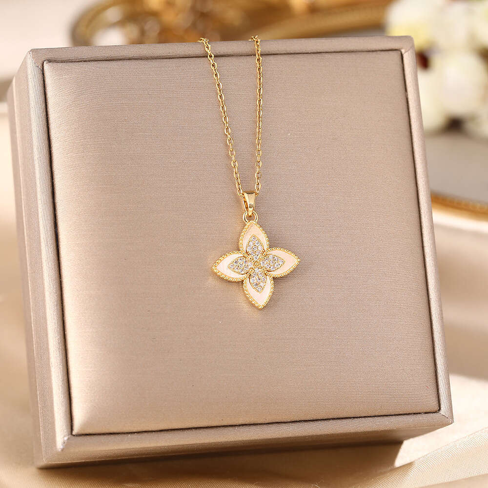 Clover necklace For Men and Women Luxury Designer jewelry 4/ Leaf necklace 18K Gold Silver Plate Agate Diamond Fashion Charm Chain Wedding Gift Party 