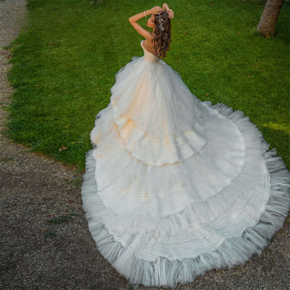 Princess Long Train Wedding Dresses Gowns Robe De Mariee Customized 2023 Formal Women Bride Dress Beaded Appliques Bridal