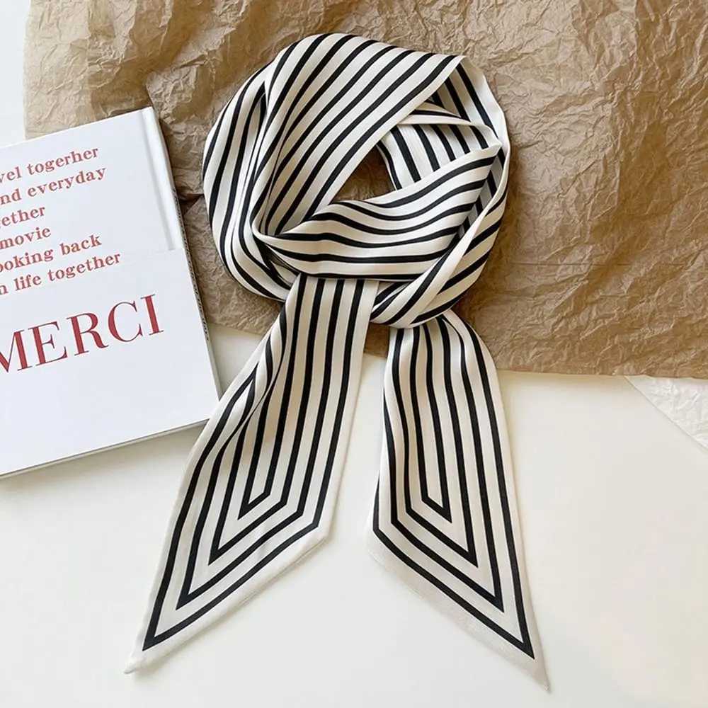 Band Packaging Fem Shawl Neckerchief Striped French Korean Scarf Printed Scarf Small Long Scarf Silk Scarf X250319